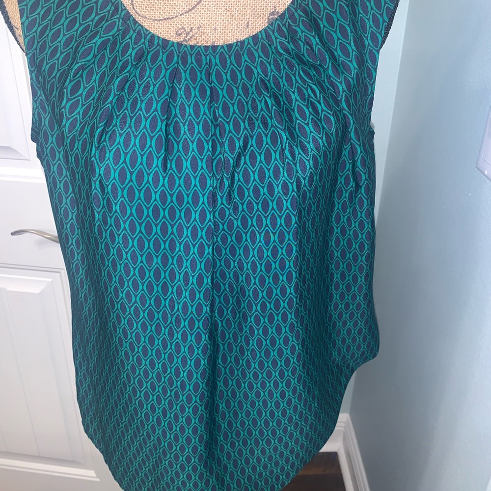 Navy and green blouse